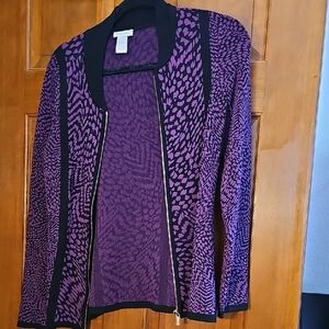Cache Purple and Black Textured Cardigan